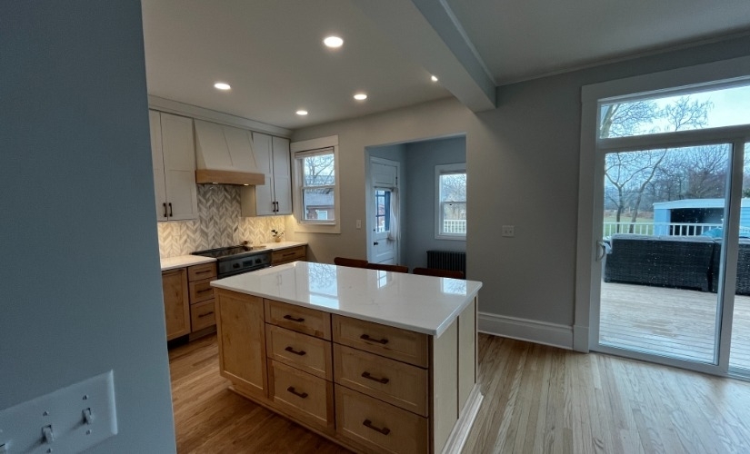 Bold Backsplash and Sleek Storage Kitchen near Ann Arbor Michigan